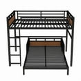 thumbnail image 4 of Bellemave Full Over Full Bunk Bed, Separable Bunk Beds Frame with Headboard and Rails, Bunk Beds Can Turns Into Loft Bed and Platform Bed for 2 People (Walnut+Black）, 4 of 8