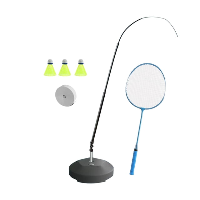 koolsoo Self Practice Trainer Aid Equipment 40 Elastic Rope with Badminton Shuttlecocks Stainless Steel Rod