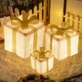 thumbnail image 6 of Set of 3 Christmas Lighted Gift Boxes Decorations, LED Light Up Present Boxes with Festive Bows, Indoor Outdoor Holiday Decor for Home, Porch, Yard & Xmas Tree (White), 6 of 7