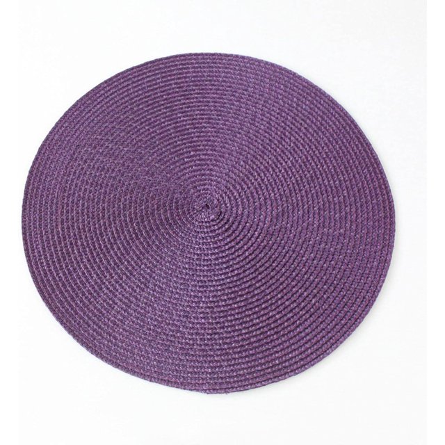 Pp Eco-friendly Hand-woven Placemat Thermal Insulation Mat, Decorative Mat, Solid Color Multi-color Optional Table Mat., Purple