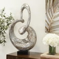thumbnail image 2 of 16" x 30" Gray Mother of Pearl Shell Swirl Abstract Sculpture with Black Base, by DecMode, 2 of 10