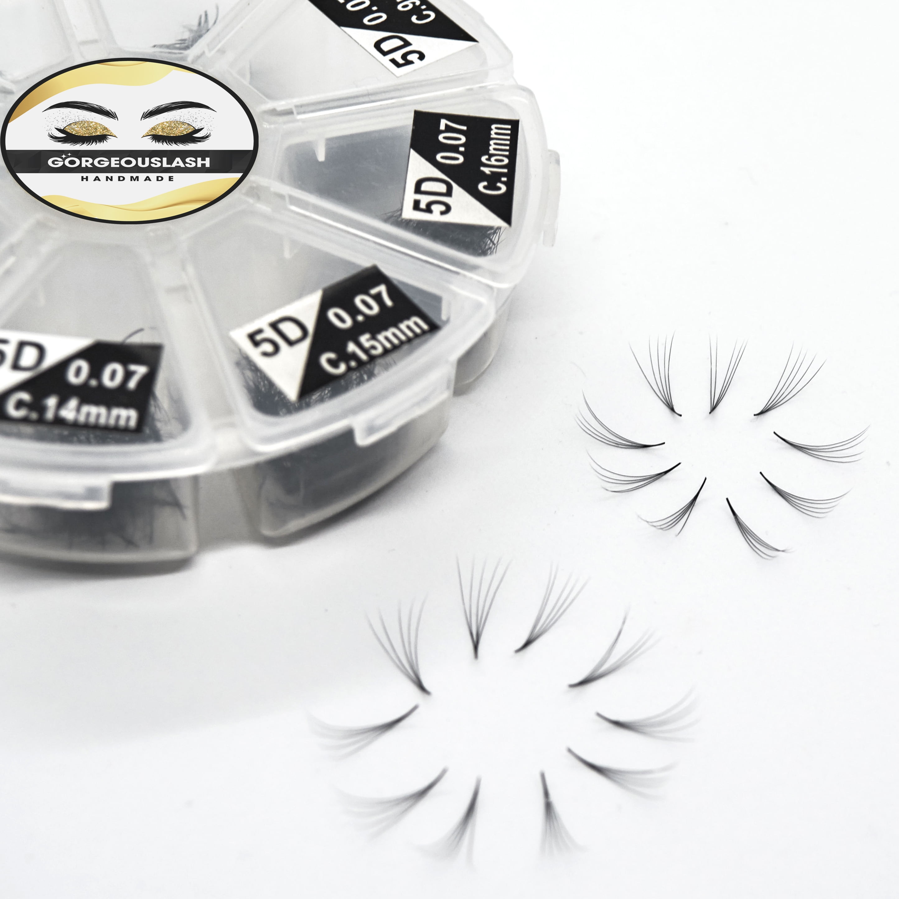 Mix Length 5D Lashes. Curl D, C. 1200 Pre-made Volume Fans. Eyelash Extension. Handmade and Gorgeously-Crafted!