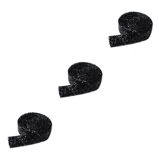Inteprter Bling Stickers Tape Trim Fix Decor Beads Adhesivo de fusión en caliente Diseño autoadhesivo Tira de taladro portátil Negro 1 2.5cm Type1 NO1