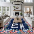 thumbnail image 4 of Independence Day Washable Living Room Rugs 8'x10', 250th Anniversary Blue Red Sparklers Flowers Low Pile Throw Large Area Rug Non-Slip Sturdy Edge Binding Carpet for Bedroom Dining Room Office, 4 of 9