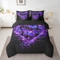 thumbnail image 2 of Castle Fairy Flying Purple Butterfly 7-Piece Twin Bedding Sets for Teens Women Girls,Love Heart Print Bedding Comforter Set,Romantic Vintage Breathable Sheet Sets,Breathable Home Decor, 2 of 8