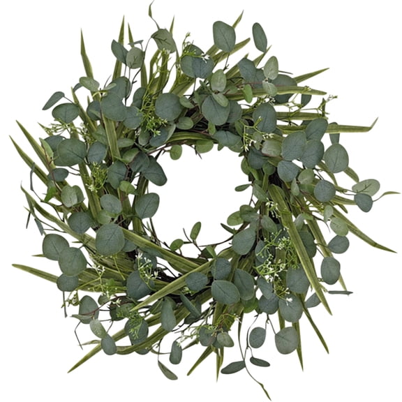 Haute Decor Eucalyptus Wreath for Front Door - 24 Inch Artificial Greenery Door Wreath with Natural Grapevine for Spring and Summer Outdoors