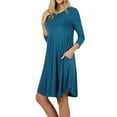 thumbnail image 3 of Women & Plus 3/4 Sleeve Round Hem Knee Length A-Line Tunic Dress with Side Pockets (Ash Grey, 2X), 3 of 4