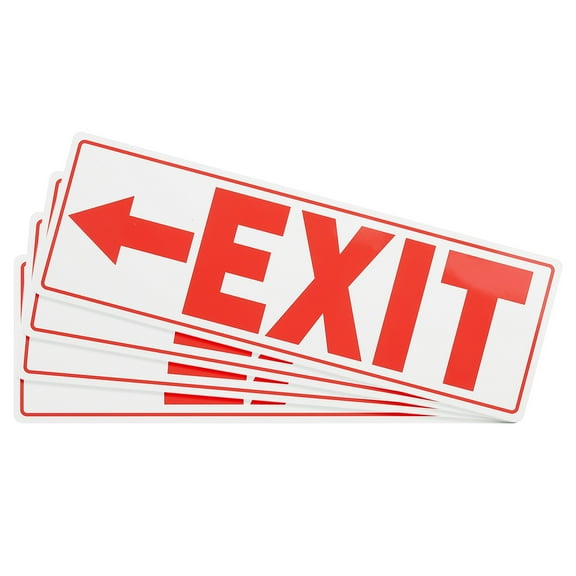 Uxcell 4Pcs Exit Signs with Left Arrow Signs Stickers,11.8x3.93 Inch Vinyl Self-Adhesive Sticker Paper for Indoor Outdoor Business Office Warehouse Workplace Stores,Red