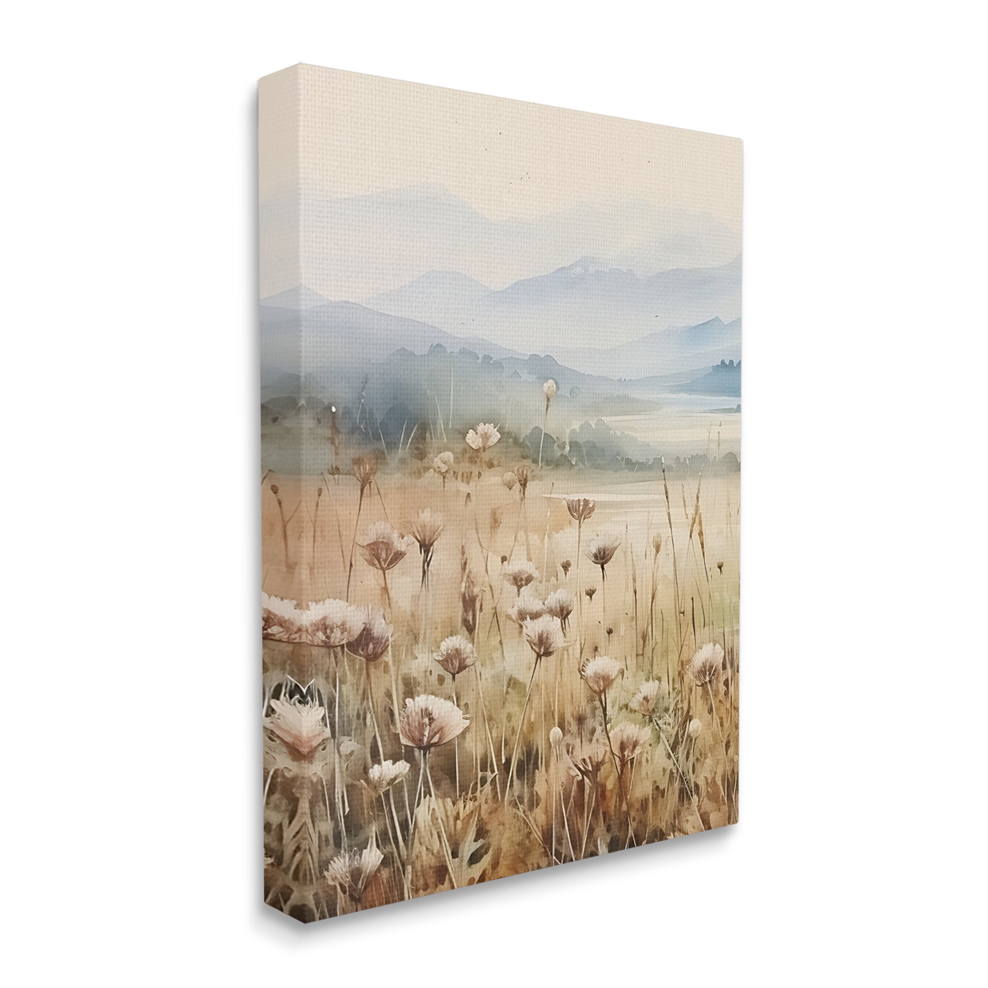 Stupell Industries Meadow with Foggy Mountains Landscape Painting Gallery Wrapped Canvas Art Print Wall Art, 36 x 48