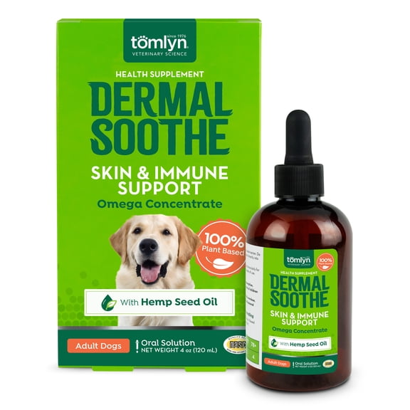 Tomlyn Dermal Soothe Plant Based Omega Concentrate for Dogs with Hemp Seed Oil, All Natural
