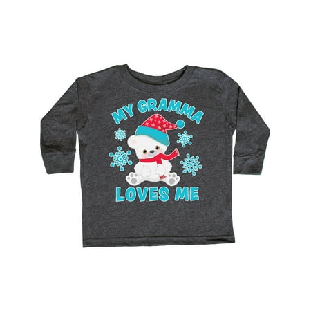 

Inktastic Polar Bear My Gramma Loves Me in Santa Hat with Snowflakes Gift Toddler Boy or Toddler Girl Long Sleeve T-Shirt