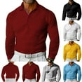thumbnail image 2 of Qingpeng Mens Knit Lapel Shirts Casual Button Down Lapel Shirts Long Sleeve Classic Lightweight Pullover Sweater, 2 of 6