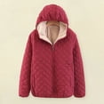 thumbnail image 4 of comerut Women Hooded Cotton Jacket Autumn Winter Warm Solid Color Quilted Long Sleeves Zipper Pocket Casual Loose Fit Ladies Female Coat Outwear, 4 of 8