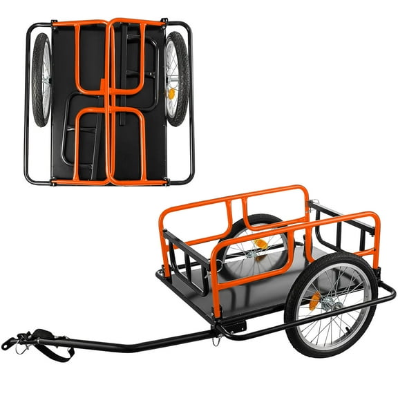 SEKAM Bike Cargo Trailer, 198 lbs Capacity, Heavy Duty Foldable Bicycle Utility Wagon with Universal Hitch, Orange