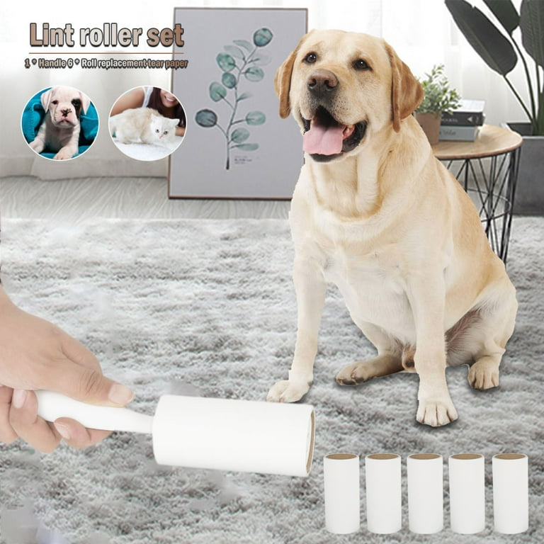 Duety Humanized Handle Lint Roller Sticky Animal Hair Removal Non-toxic  High Viscosity Colorless Dust Cleaner with Tearing Roll Paper Replacement  Pet Grooming Tool 