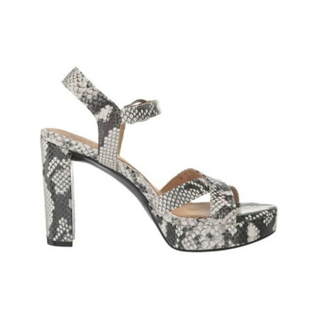 

NATURALIZER Womens Gray Snakeskin 0.5 Platform Cushioned Breathable Mia Round Toe Block Heel Buckle Leather Slingback Sandal 9 M
