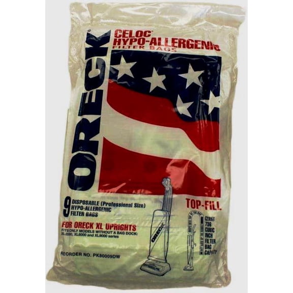 9 Oreck Green Hypo-Allergenic Vacuum Bags-OS-non docking, 8000-9DW, Qty-1PK