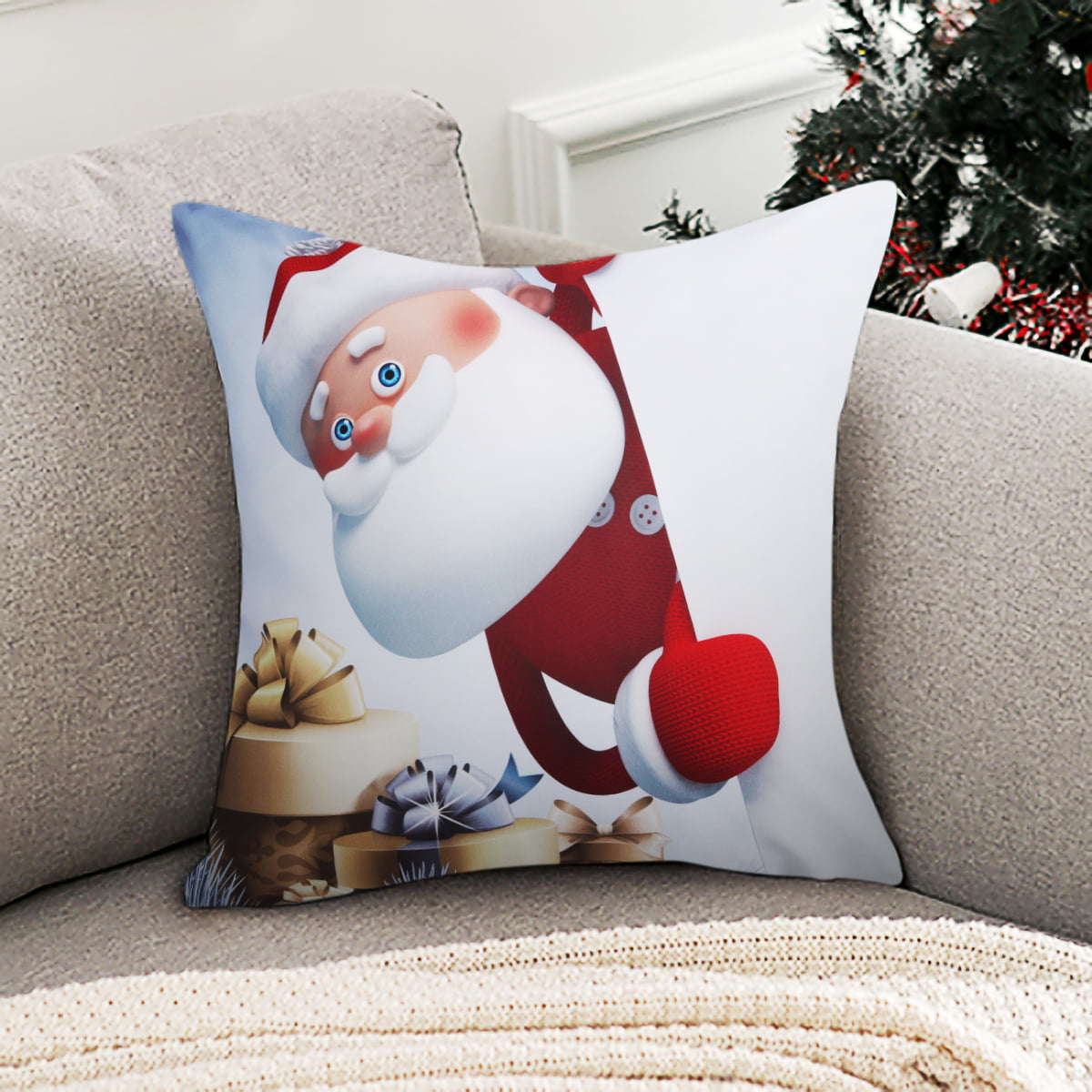 Details about   Pillow Case Sofa Cushion Covers Home Bedrom Christmas Snowflake Santa Decoration