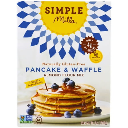 Simple Mills, Naturally Gluten-Free, Almond Flour Mix, Pancake & Waffle, 10.7 oz(pack of