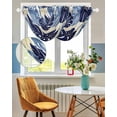 thumbnail image 3 of Waterfall Valances for Windows, Blue Palm Leaves Kitchen Sheer Valance Curtains, Farmhouse Summer Beige Tropical Plants Rod Pocket Elegant Swag Valances for Living Room Bedroom, 47.2"x38.5", 3 Panel, 3 of 8