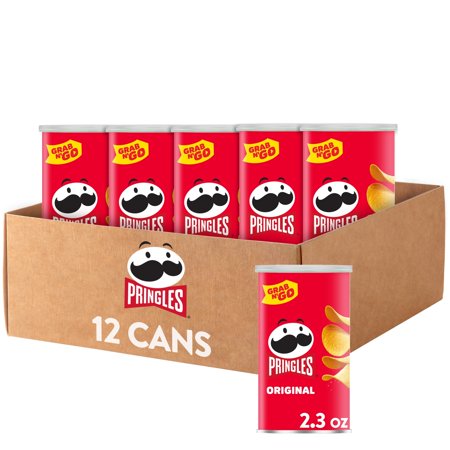Pringles Original Potato Crisps Chips, Lunch Snacks, 12 Count