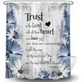 thumbnail image 3 of Rustic Farmhouse Blue Shower Curtain Bible Verse Inspirational Shower Curtain Country Farm Bright Navy Blue Daisy Flowers Butterfly Abstract Shower Curtain Set for Bathroom, 36x70IN, 3 of 5