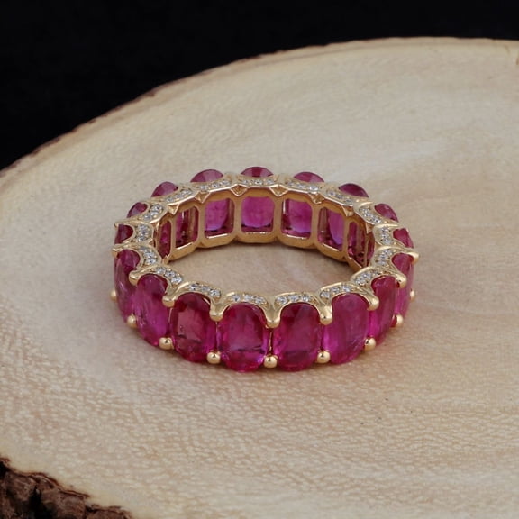 Spectrum Jewels Eternity Oval Rings, Yellow Gold, Diamond