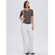 thumbnail image 5 of Jersey de manga corta Micoson Cable Knit para mujer, color café XXL, 5 of 5