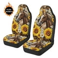thumbnail image 3 of Uorisanigo Car Seat Covers Front Set 2 Packs, Plush Fluffy Sunflower Horse Seat Protectors, Universal Fit Interior Covers for Cars, Trucks, SUVs, Vans, Auto Accessories, 3 of 7