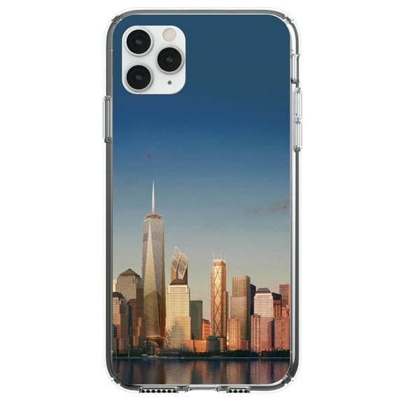 DistinctInk Clear Shockproof Hybrid Case for iPhone 13 PRO (6.1" Screen) - TPU Bumper, Acrylic Back, Tempered Glass Screen Protector - New York Skyline New - The Big Apple