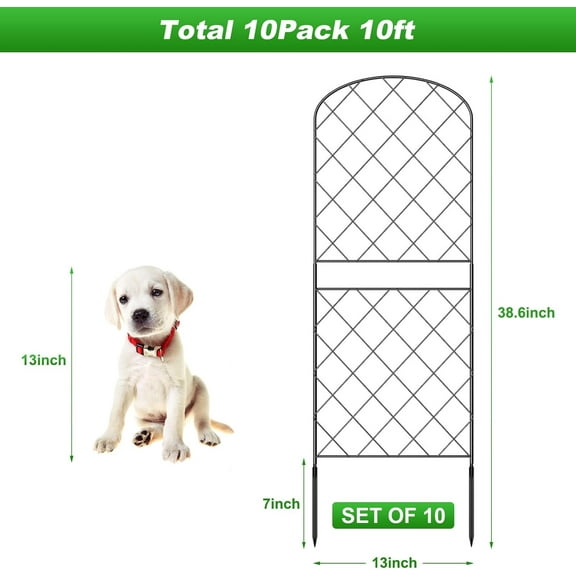 Oumilen Animal Barrier Decorative Garden Fence, Metal Black, 38.6" x 10.8'