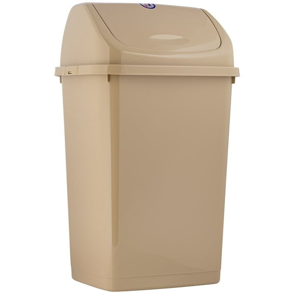 Superio Large Plastic Kitchen Trash Can 13 Gallon Beige Swing Top Trash Can with Lid, 52 Qt Garbage Can