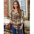 thumbnail image 4 of Zeagoo Casual Long Sleeve Shirts for Women Boho Floral Blouse V Neck Work Tunic Tops Daily Wear, 4 of 6