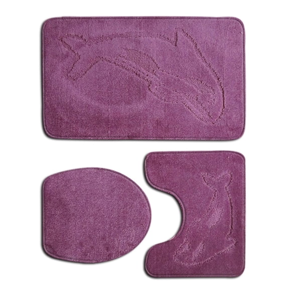 Alfombra de baño antideslizante Inteprter chenilla 3 piezas duradera multifuncional