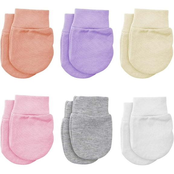 6 Pairs Newborn Baby Mittens Infant Toddler Gloves Cotton Soft Anti-Scratch Mittens Gloves for 0-6 Months Baby Girls Boys