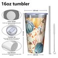 thumbnail image 4 of 16oz Tumblers Fall Pumpkins Leaves Pattern Stainless Steel Vacuum Insulated Double Wall Travel Tumbler Cups Mug with Lid and Straw,Cleaning Brush for Coffee,Tea, 4 of 4