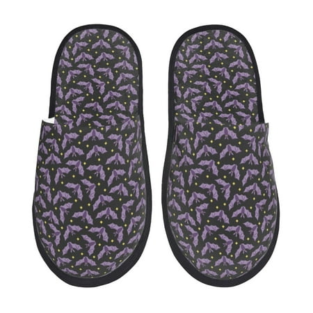 Balery Bat Purple Slient Indoor Furry Fleece Comfort House Shoes Soft Non-Slip Home Shoes Cotton slippers House Slippers-- Large