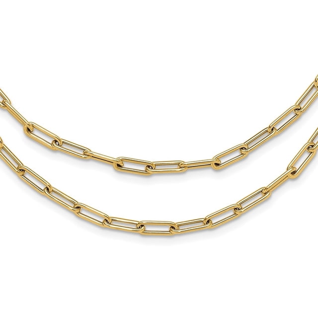 Diamond2Deal 14K Yellow Gold Polished Double-layer Link Necklace for Women 20"