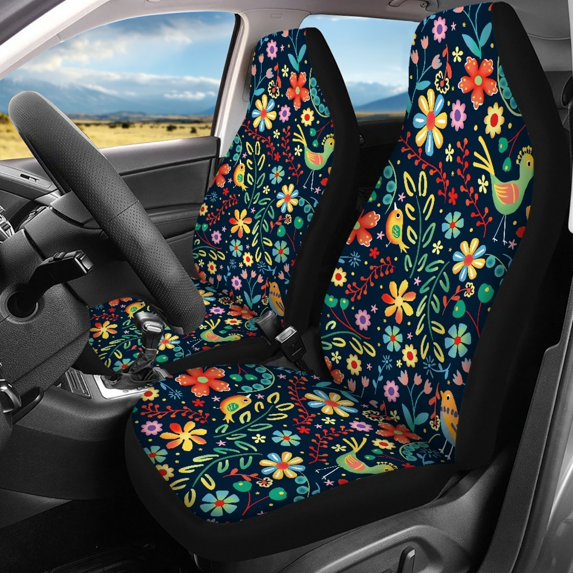 Pzuqiu Flower and Bird Automotive Vehicle Cushion Anti-Slip, Suitable for SUV Seats Sedan Seats Vehicle Seats, Car Accessories Set for Trucks Sedans