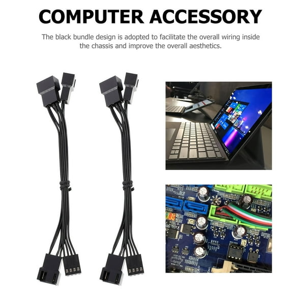 FUTUREORYY 5Pcs Black Bundle Design Fan Cables for PC Computer Supply 14.5X1.5X1CM