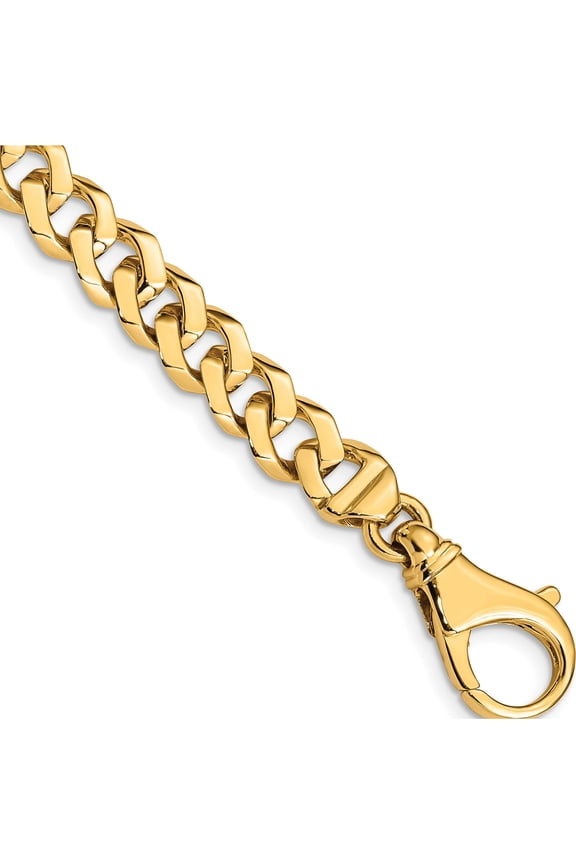 14K Yellow Gold 8mm Hand-Polished Fancy Link Bracelet (8 X 8) Made In Peru lk157-8