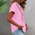 thumbnail image 4 of ClodeEU Women's V Neck Short Sleeve Embroidered Blouse,Casual Loose Fit Button Top Pink,Women's Plus XXXL, 4 of 7