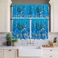 thumbnail image 3 of Kitchen Window Curtains Valance and Tier Set, Blue Sea Turtles Motherfish Sea Gall Shells Rod Pocket Tier Curtain Valance Set, Oceans Corals Light Filtering Cafe Curtains for Bedroom Living Room, 3 of 9