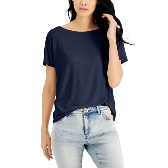 INC International Concepts Petite Dolman Sleeve Tee Indigo Sea PL