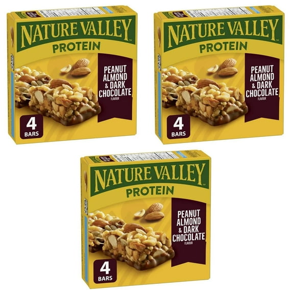 Nature Valley Protein Granola Bars, Peanut Almond and Dark Chocolate, 4 Bars, 148g (3 Pack)