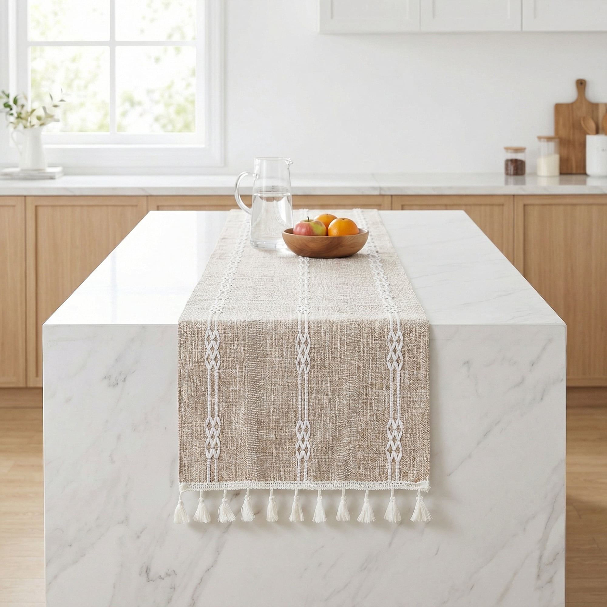 Unique Bargains Openwork Polyester Runner Table Runner for Kitchen Decor Coffee 13"x70.9"