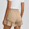thumbnail image 4 of JUSLIO Ladies Shorts,Elastic Waist with Pockets High Waist Mid-Length Shorts,Ruffle,Khaki,Size L, 4 of 7