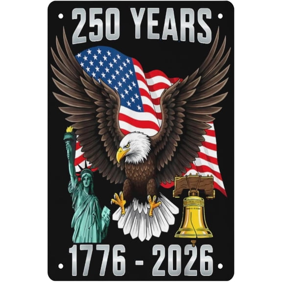 Vintage USA 250th Anniversary Metal Tin Sign 8x12 Inch Patriotic Wall Decor for Bar Garage or Office