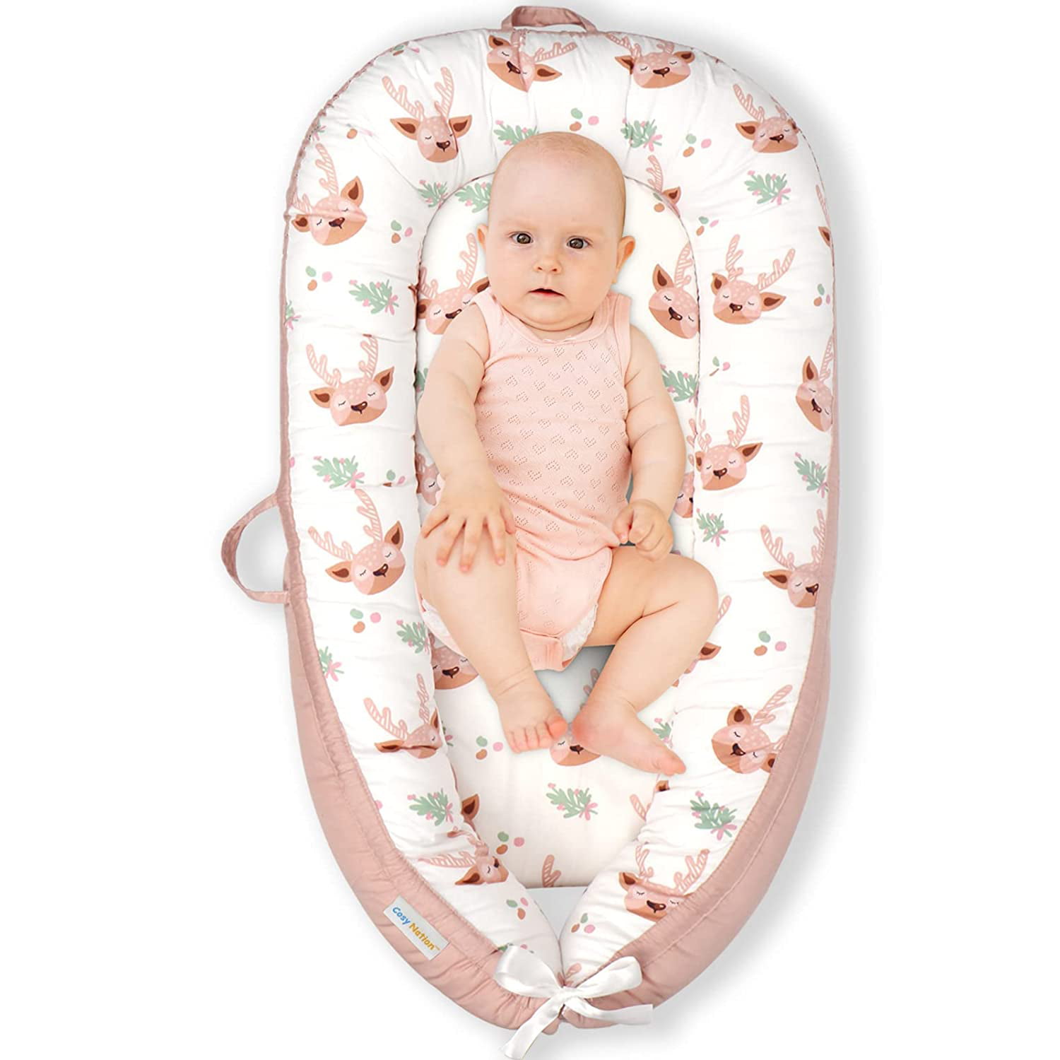 Super Soft Portable Baby Lounger Newborn Infant Bassinet Perfect for Cuddling Lounging 4-Pieces Double Sided 