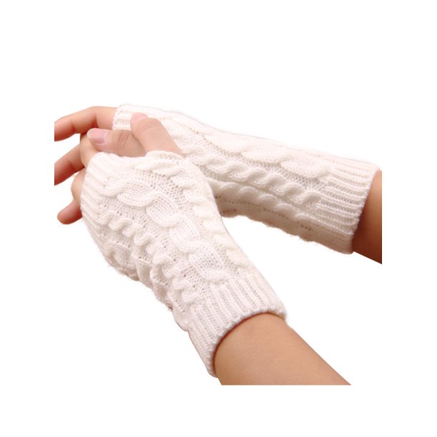 Lallc Women's Knitted Fingerless Mitten Thumb Hole Wrist Hand Warmer
